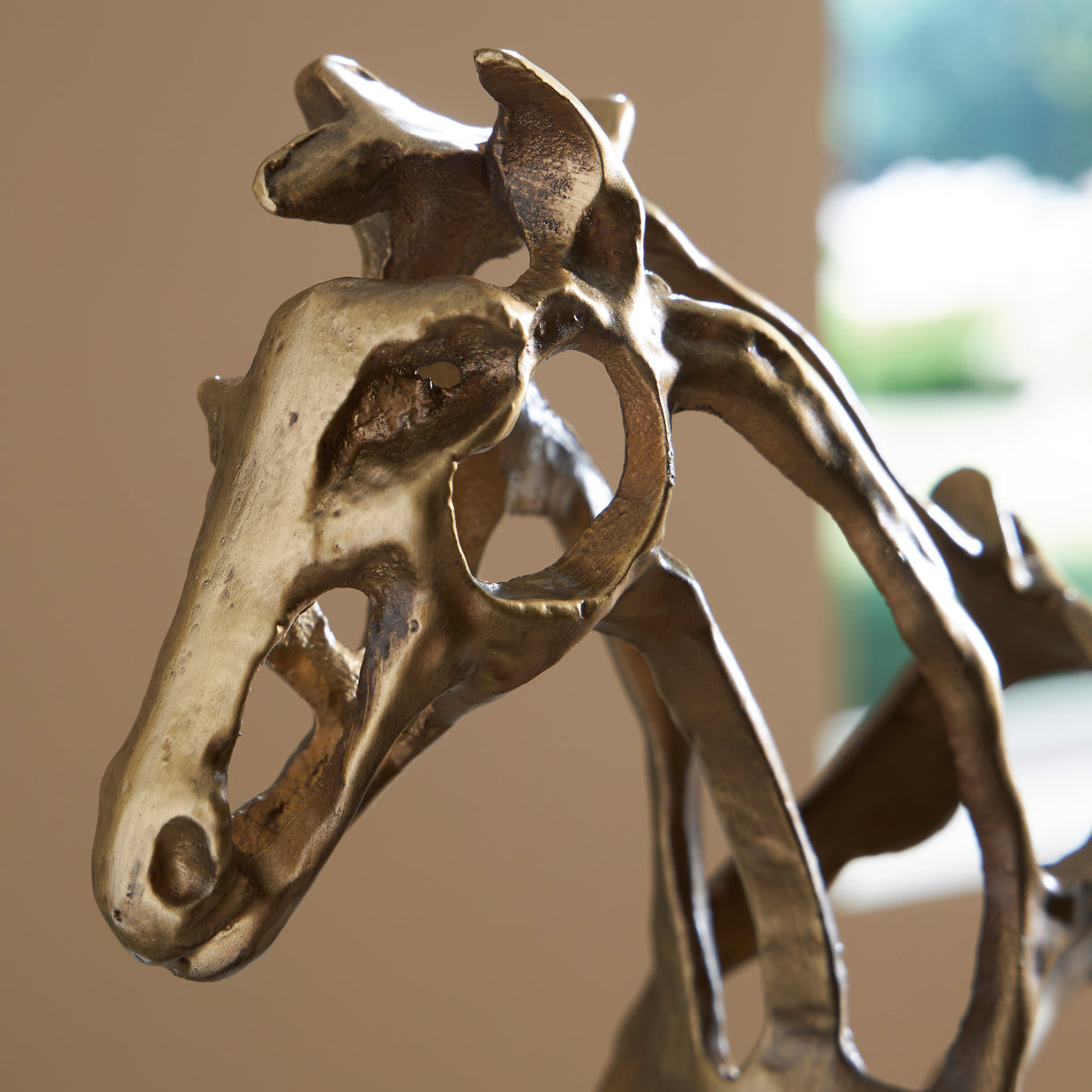 Antiqued Gold Horse Sculpture
