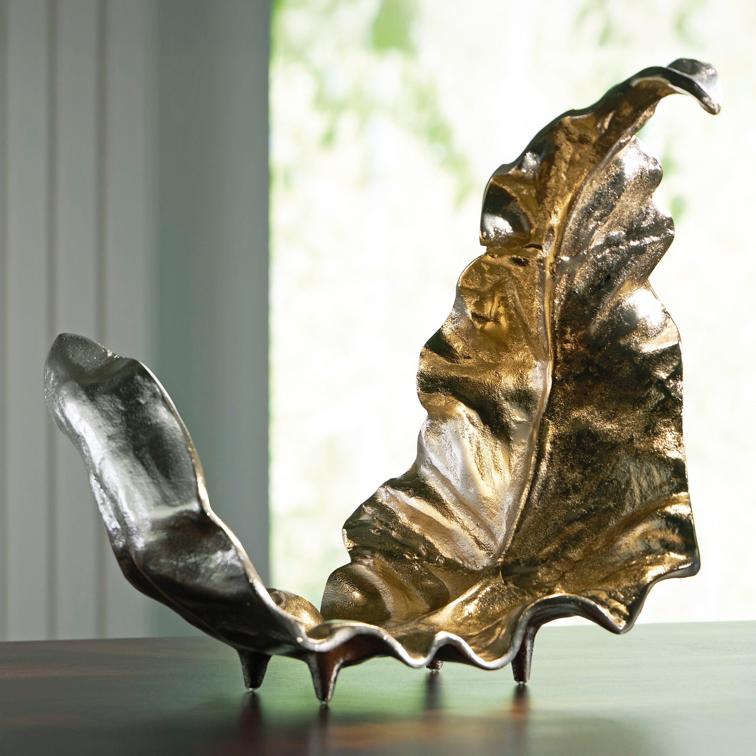 Curved Metallic Leaf Sculpture