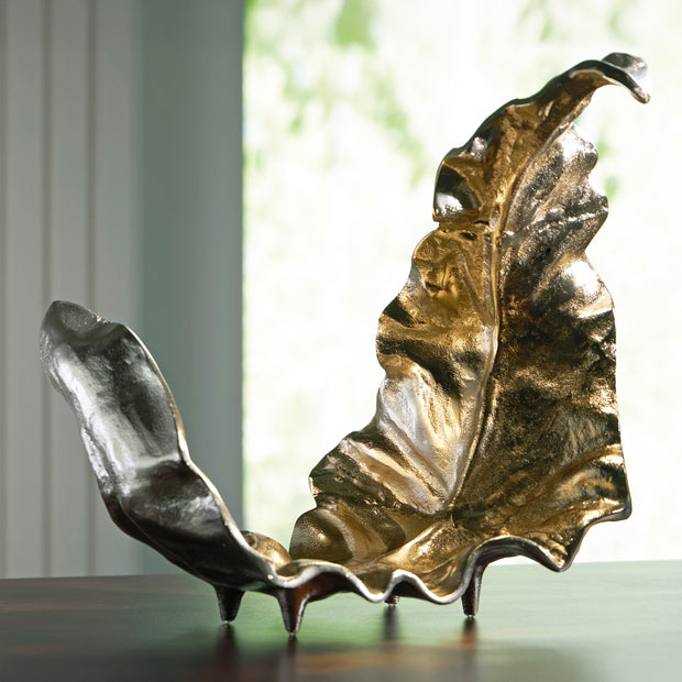 Curved Metallic Leaf Sculpture