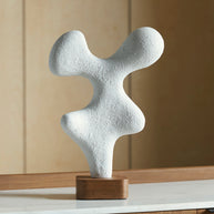 Organic Abstract Sculpture with Wood Base