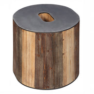 Round Reclaimed Wood Accent Table