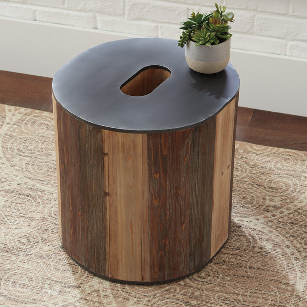Round Reclaimed Wood Accent Table