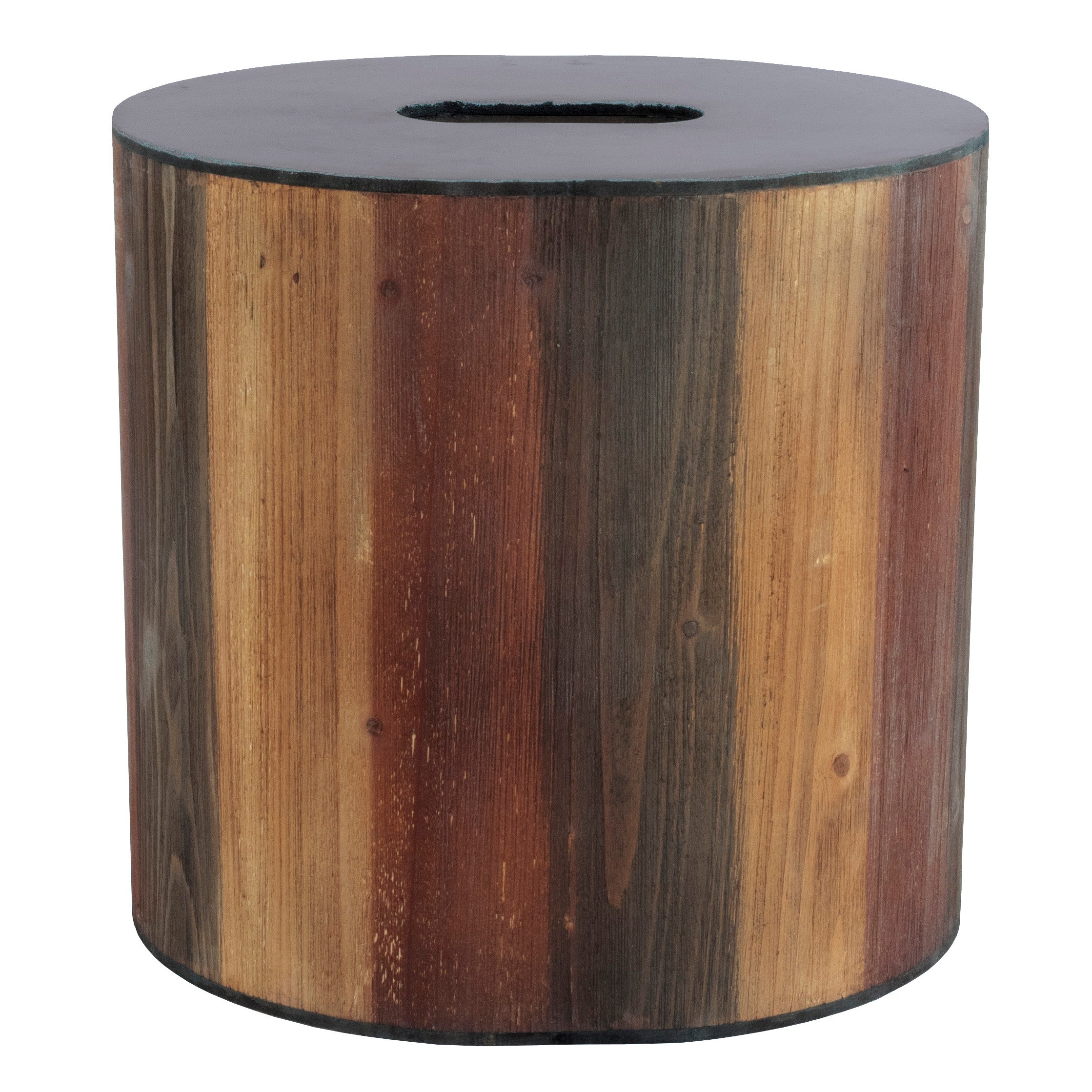 Round Reclaimed Wood Accent Table