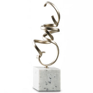 Abstract Spiral Metal Sculpture with Marble Base