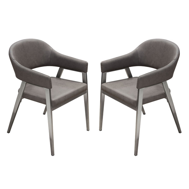 Modern Upholstered & Metal Base Dining Chair (set of 2)