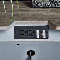 Weathered Gray Oak Nightstand with USB & Power Outlet