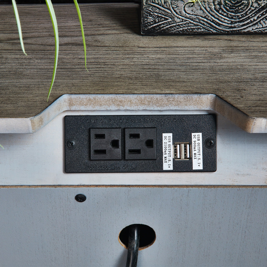 Weathered Gray Oak Nightstand with USB & Power Outlet