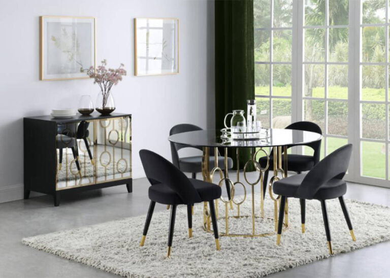 Black Velvet & Gold Dining Chair Set