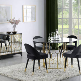 Black Velvet & Gold Dining Chair Set