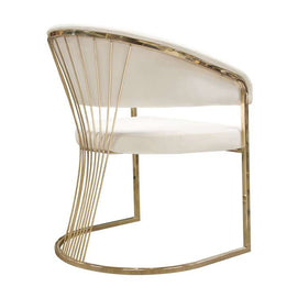 5 PC Contemporary Dining Set & Cream Velvet Chairs
