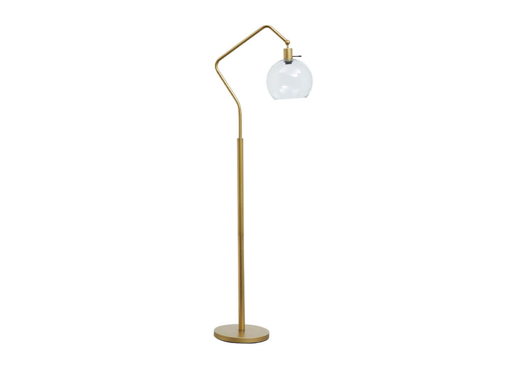 Brass Tone & Glass Floor Lamp