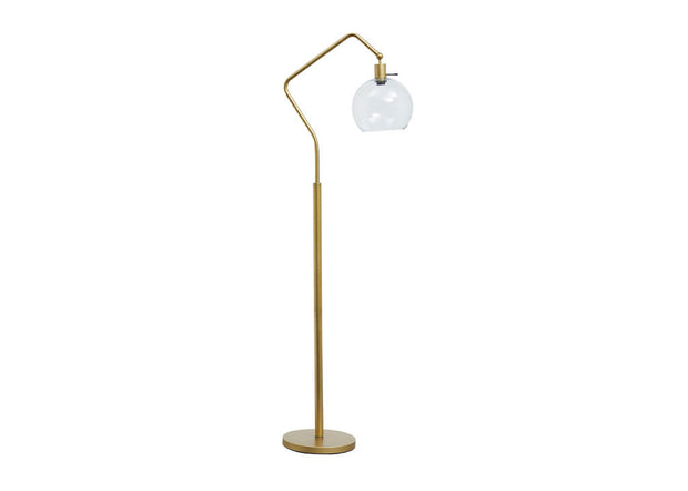Brass Tone & Glass Floor Lamp