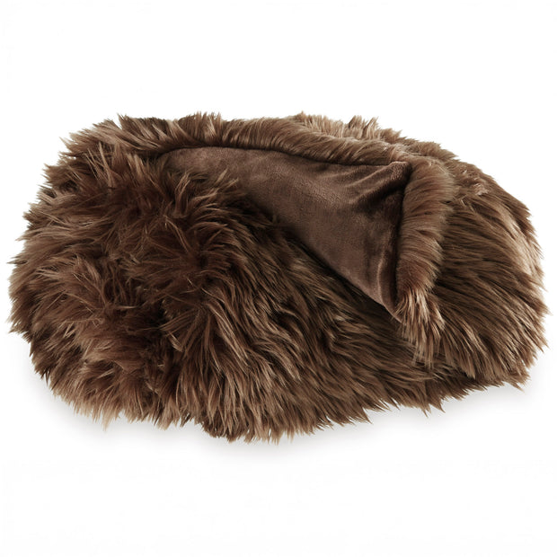 Luxury Brown Faux Fur Throw Blanket