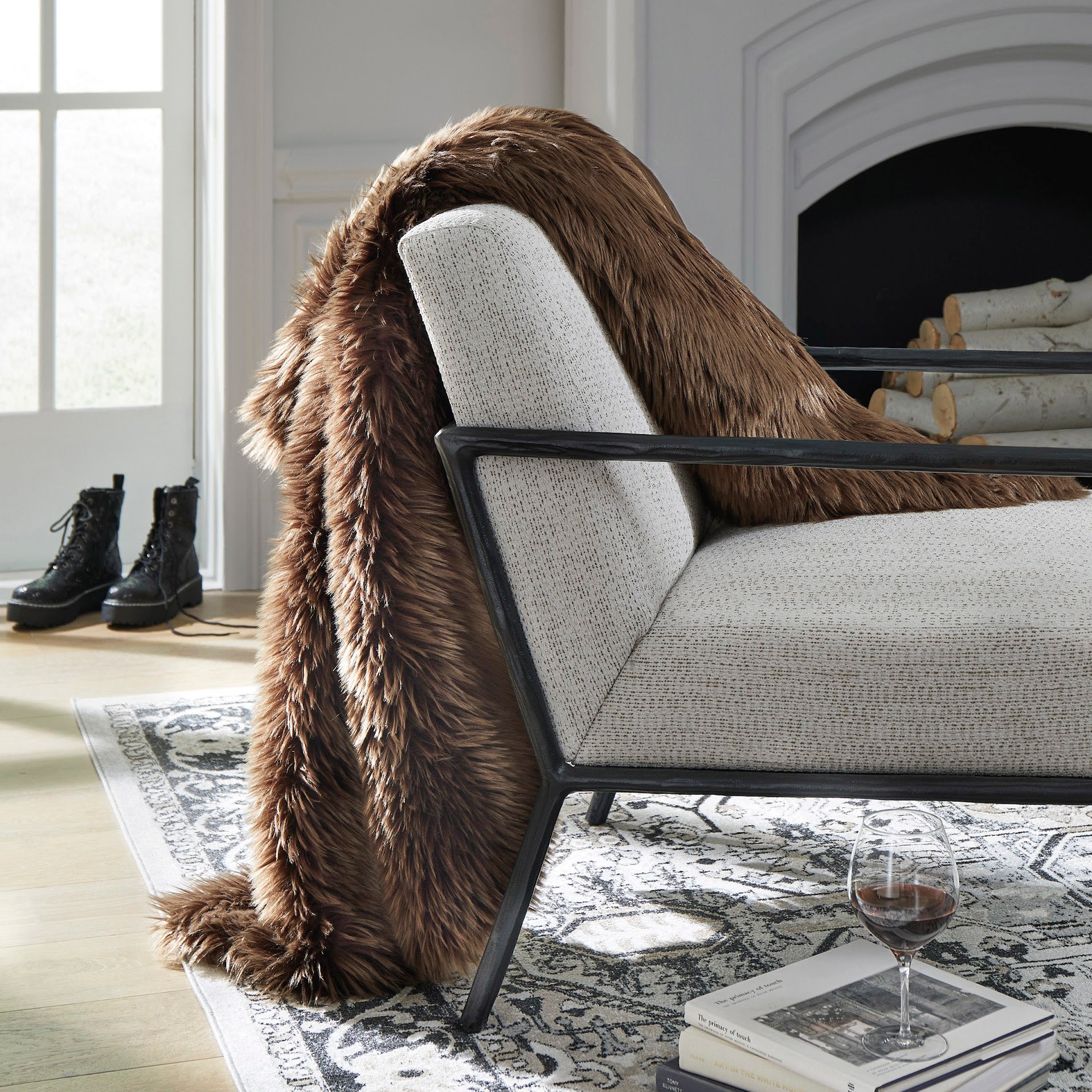 Luxury Brown Faux Fur Throw Blanket