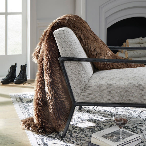 Luxury Brown Faux Fur Throw Blanket