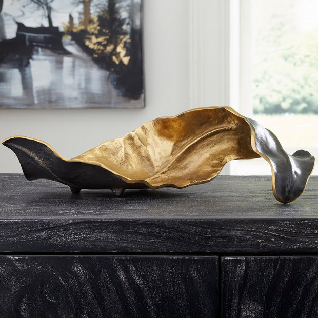 Gold & Black Leaf Decorative Sculpture