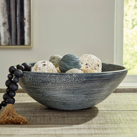 Distressed Blue Terra Cotta Decorative Bowl