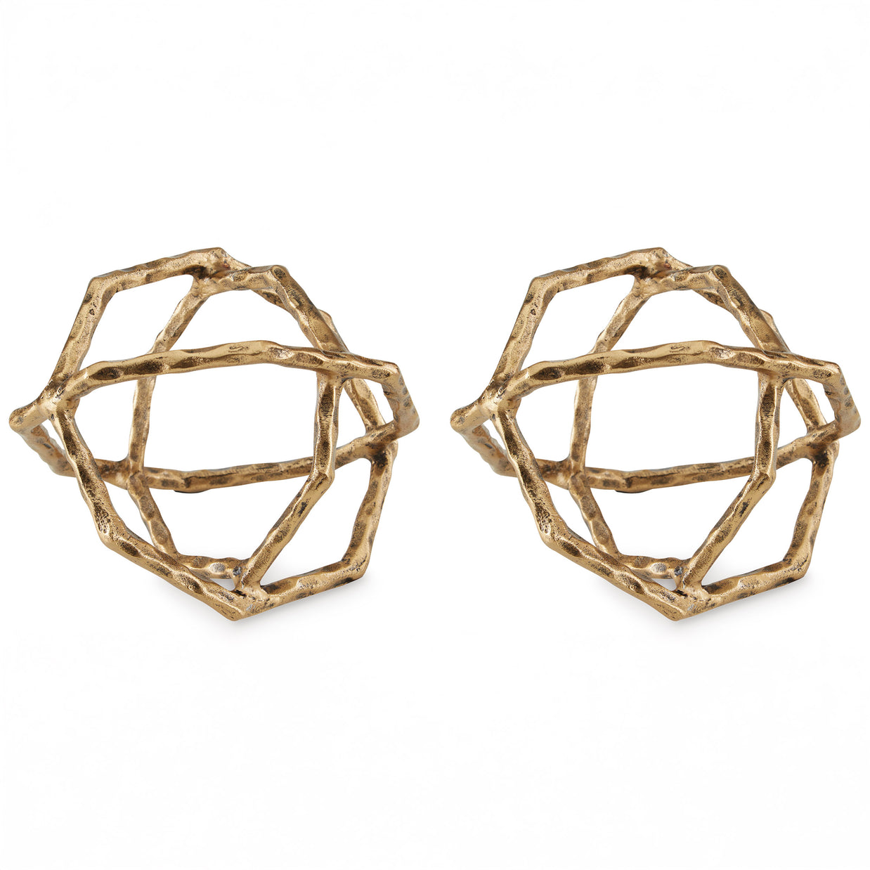 Geometric Decor with Antiqued Brass Finish Sculpture