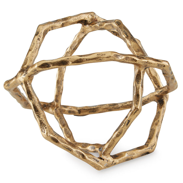 Geometric Decor with Antiqued Brass Finish Sculpture