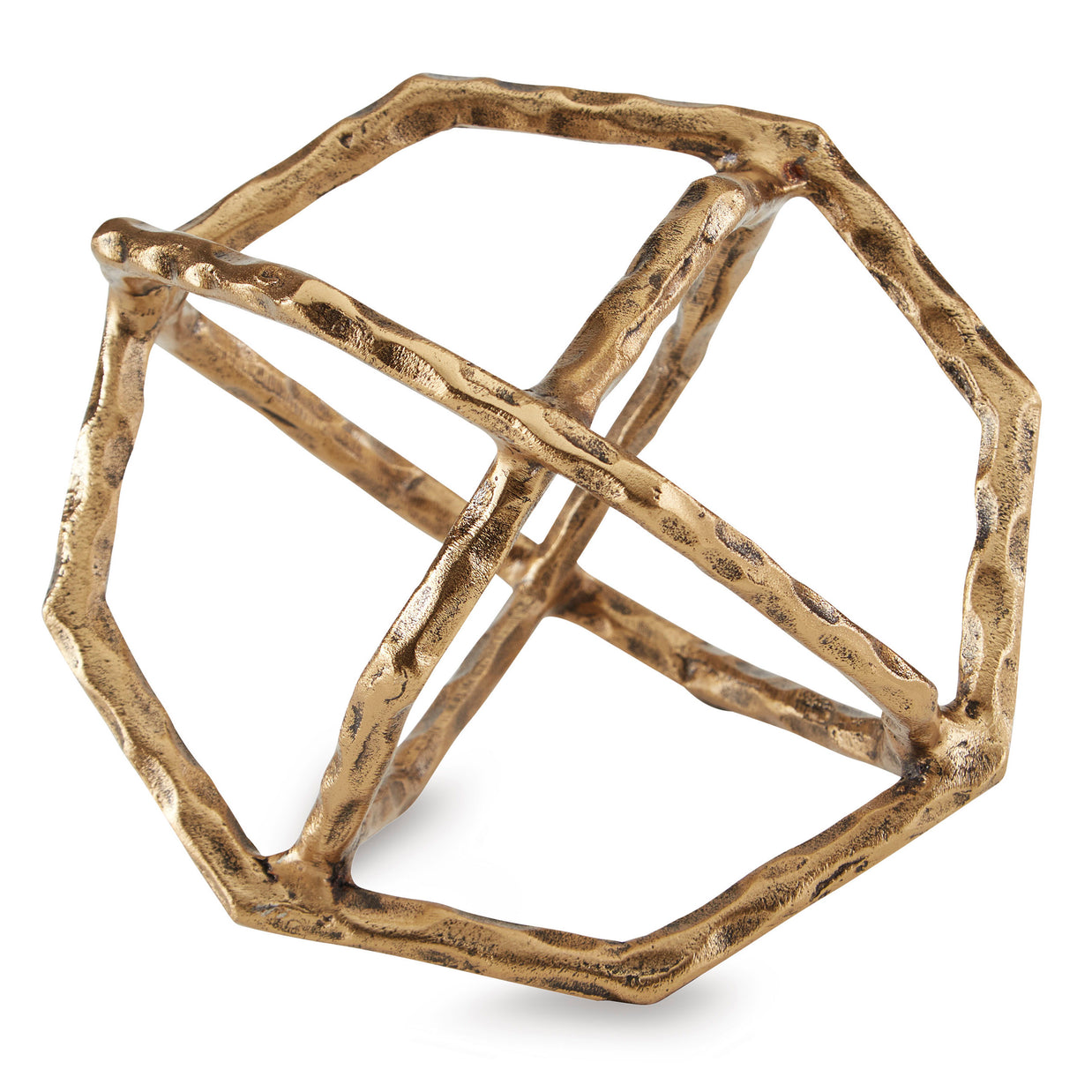Geometric Decor with Antiqued Brass Finish Sculpture