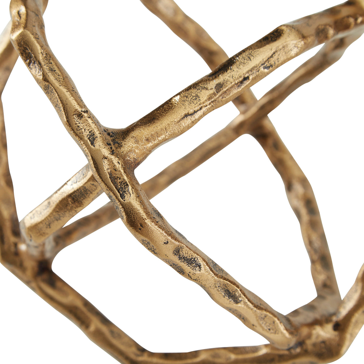 Geometric Decor with Antiqued Brass Finish Sculpture