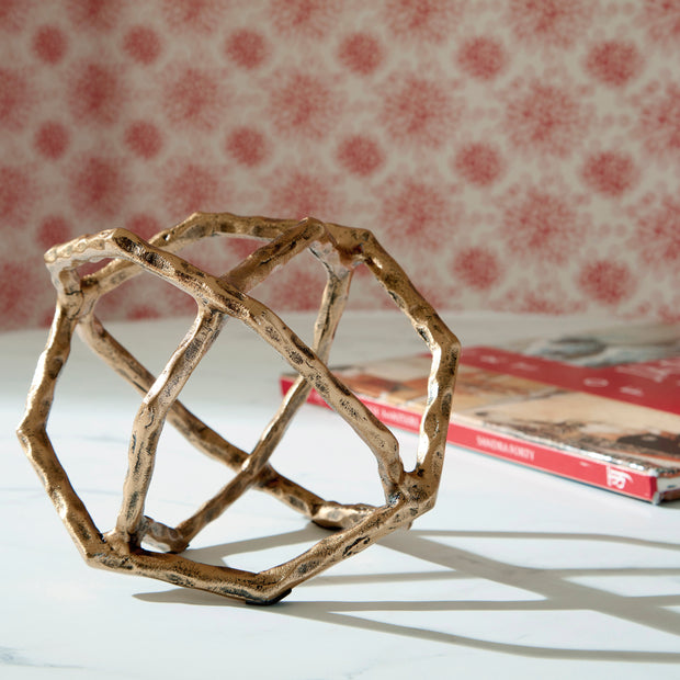 Geometric Decor with Antiqued Brass Finish Sculpture