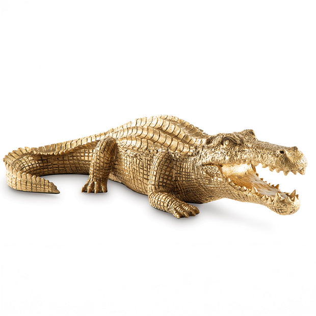 Gold Tone Alligator Decorative Sculpture