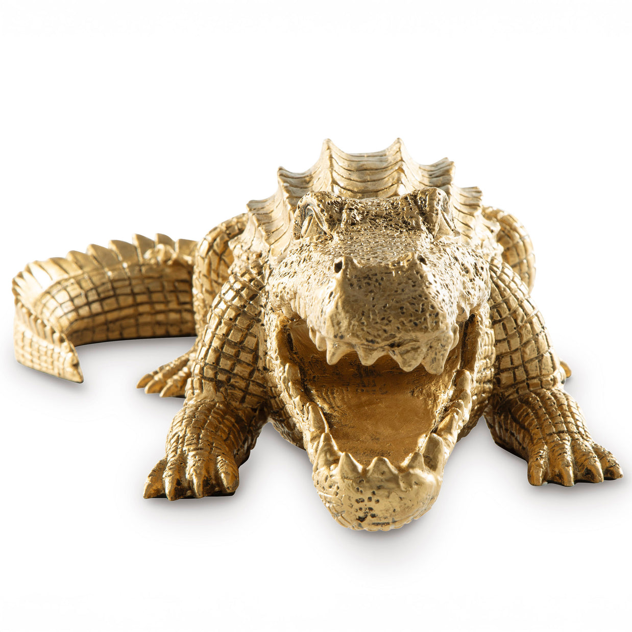 Gold Tone Alligator Decorative Sculpture