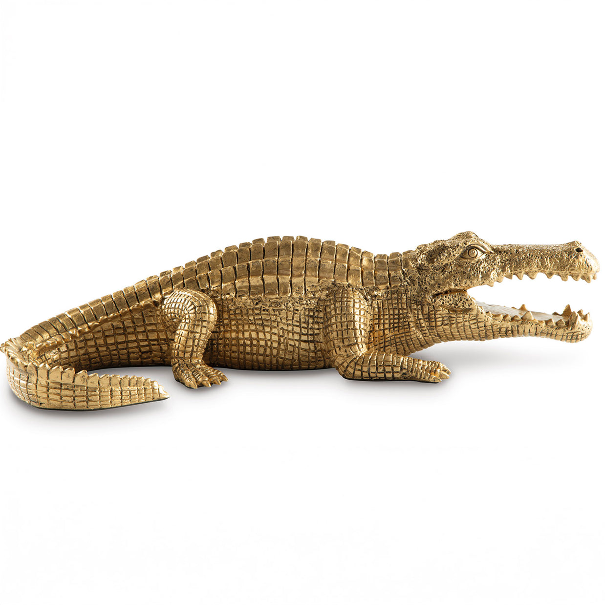 Gold Tone Alligator Decorative Sculpture
