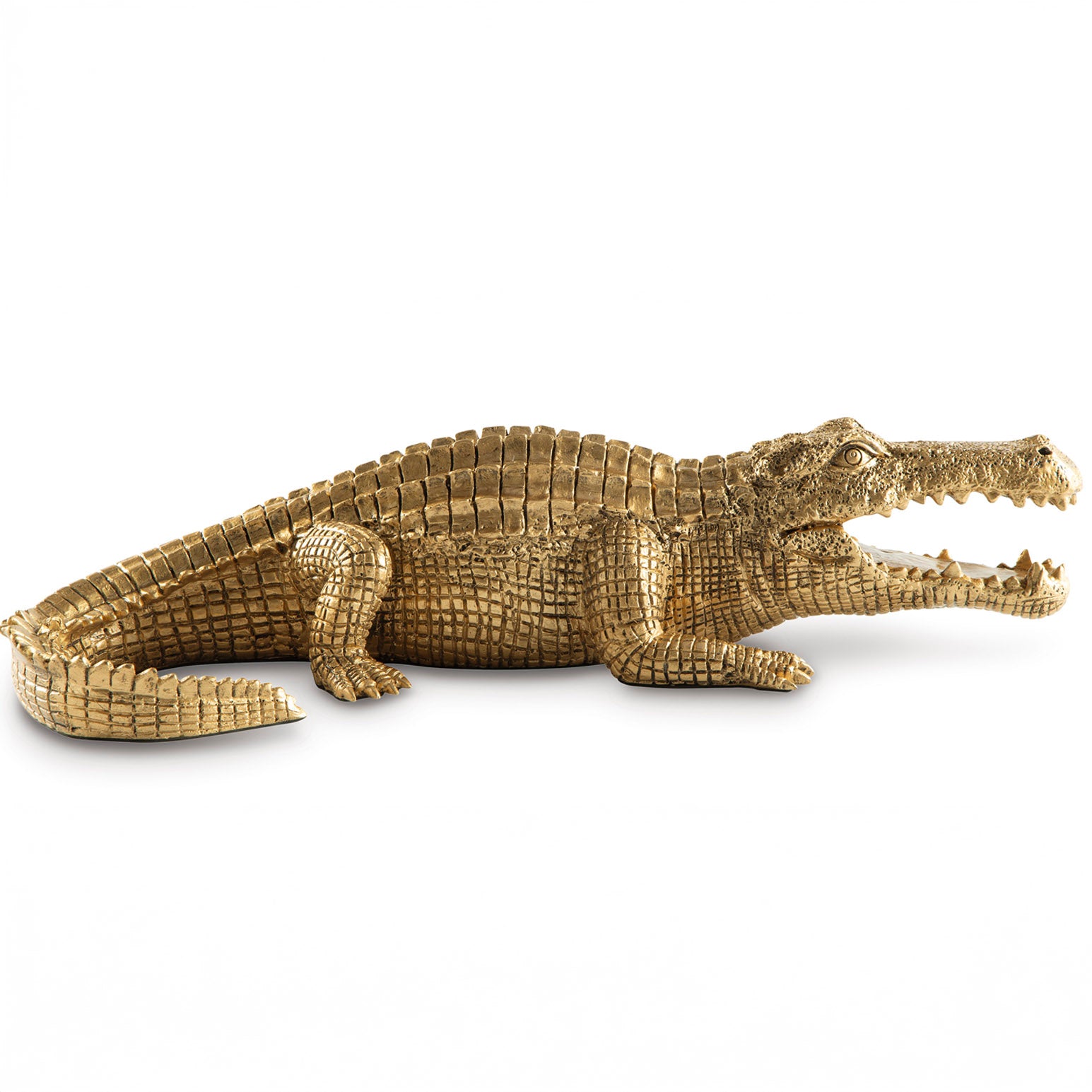 Gold Tone Alligator Decorative Sculpture