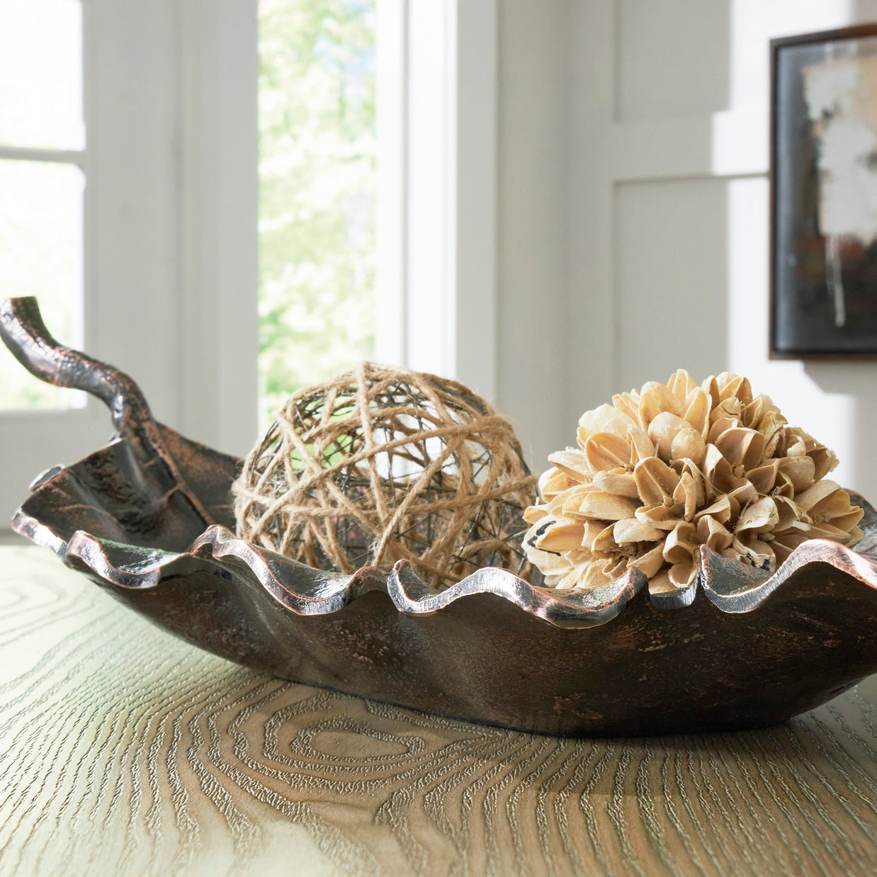 Antiqued Copper Cast Aluminum Leaf Decor