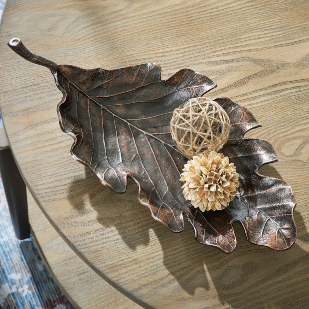 Antiqued Copper Cast Aluminum Leaf Decor