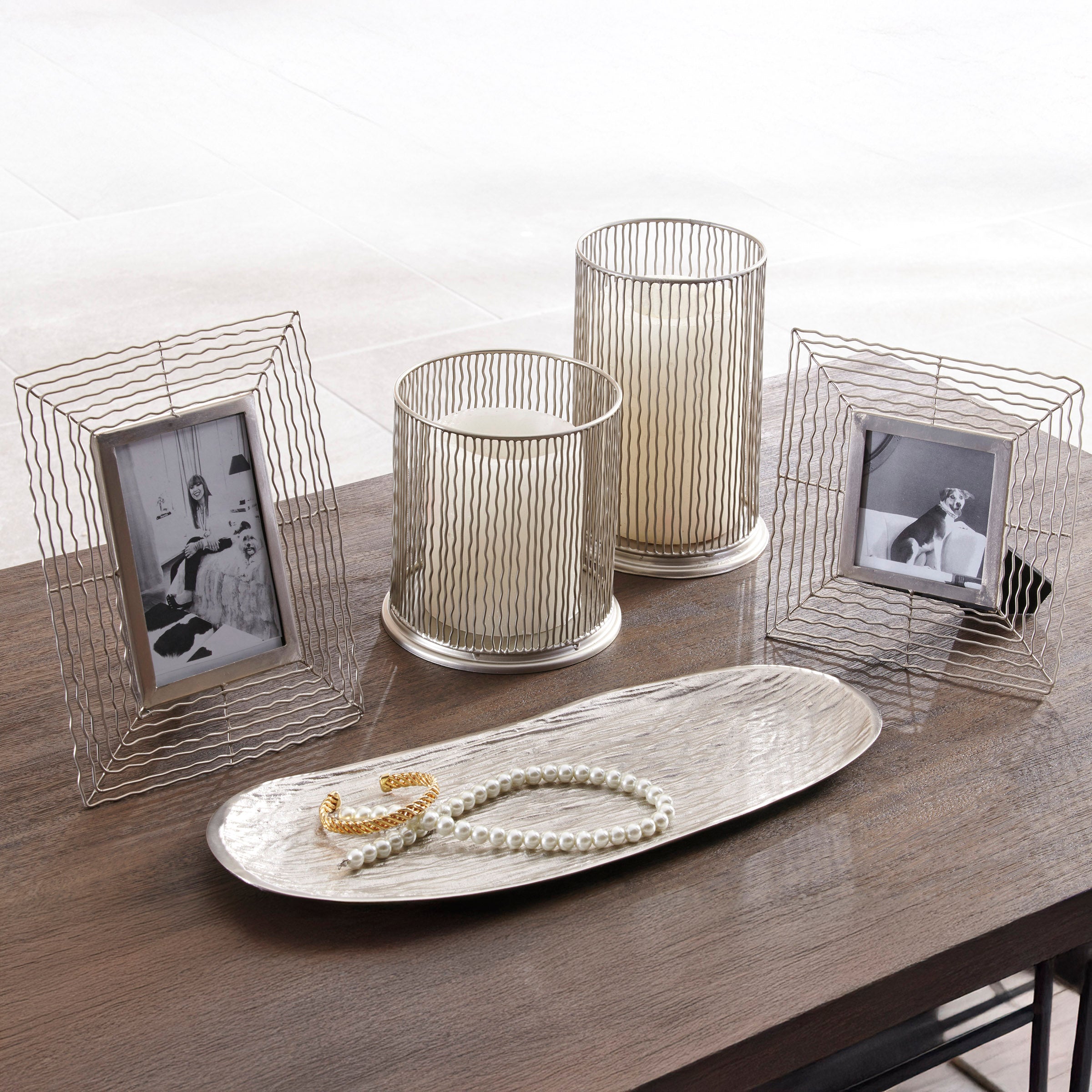 Silver Metal Tabletop Décor Set