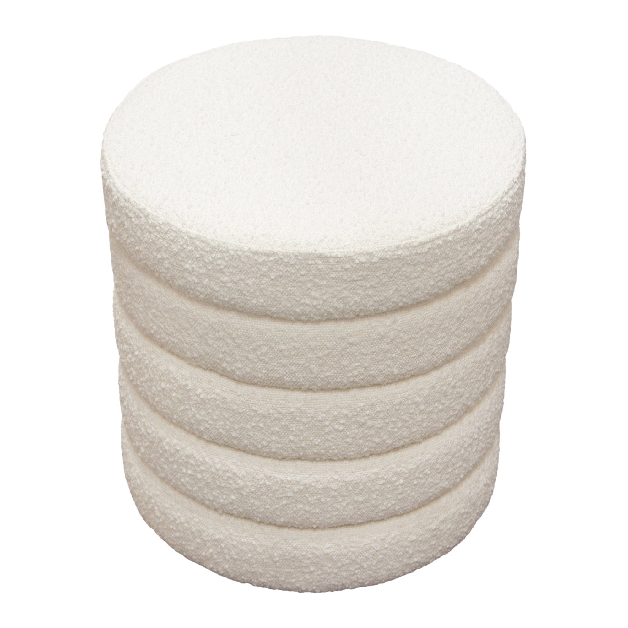 White Bouclé Ottoman