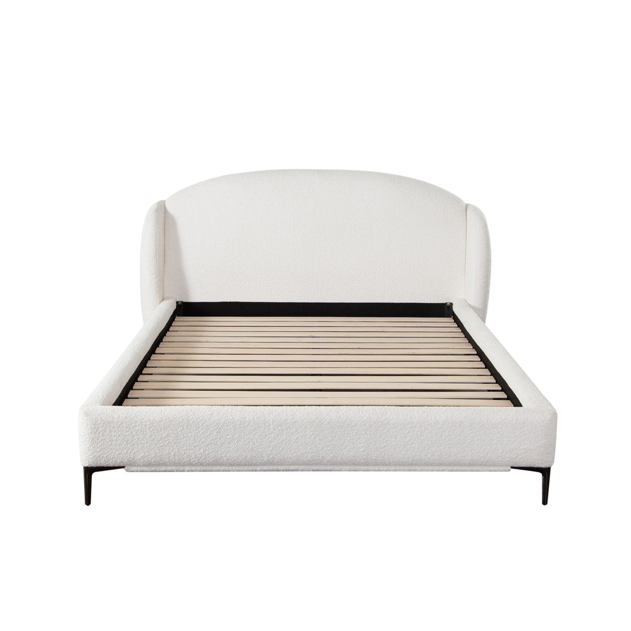 White Bouclé Fabric Bedframe