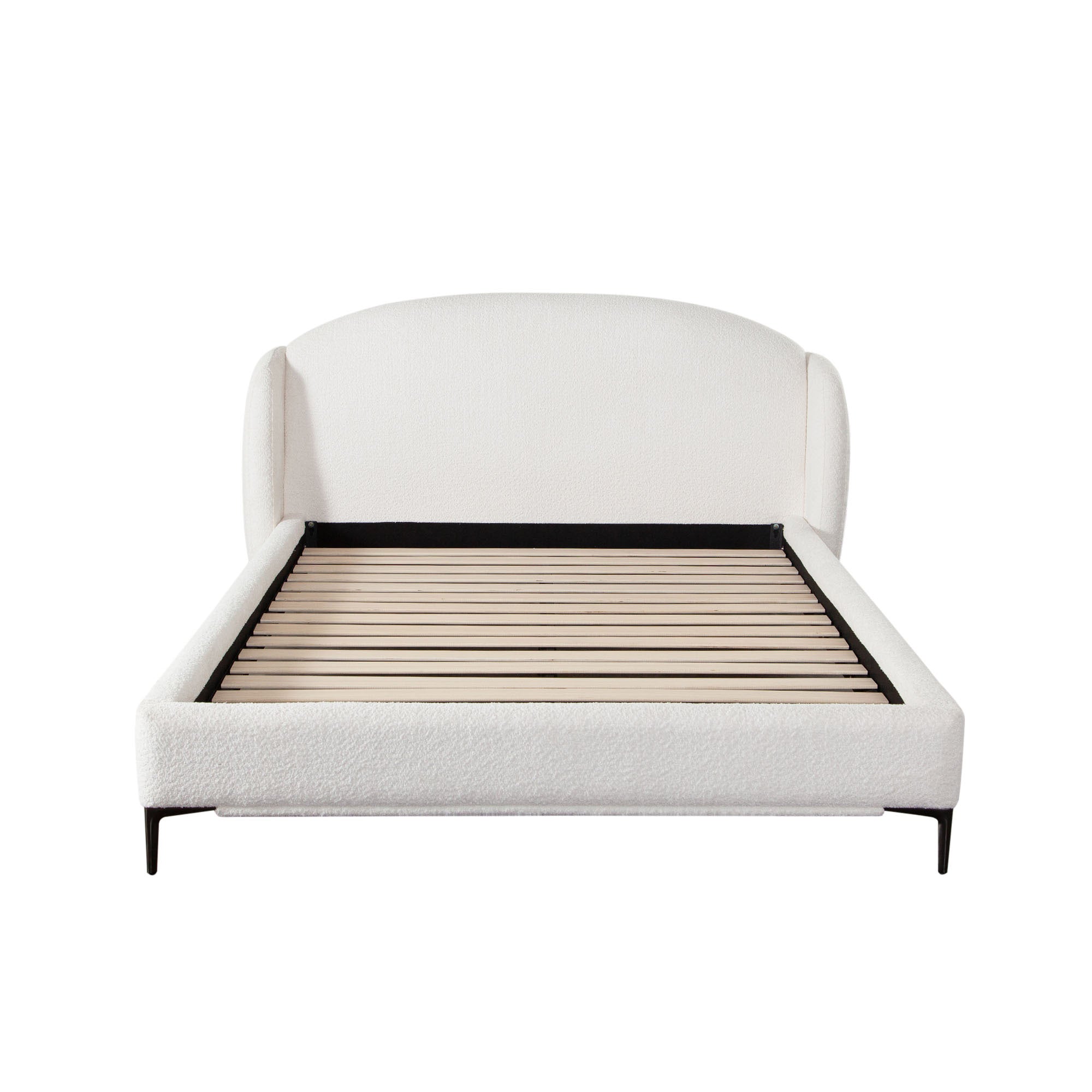 White Bouclé Fabric Bedframe