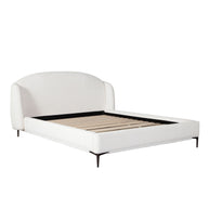White Bouclé Fabric Bedframe