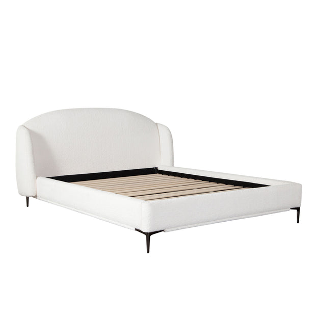 White Bouclé Fabric Bedframe