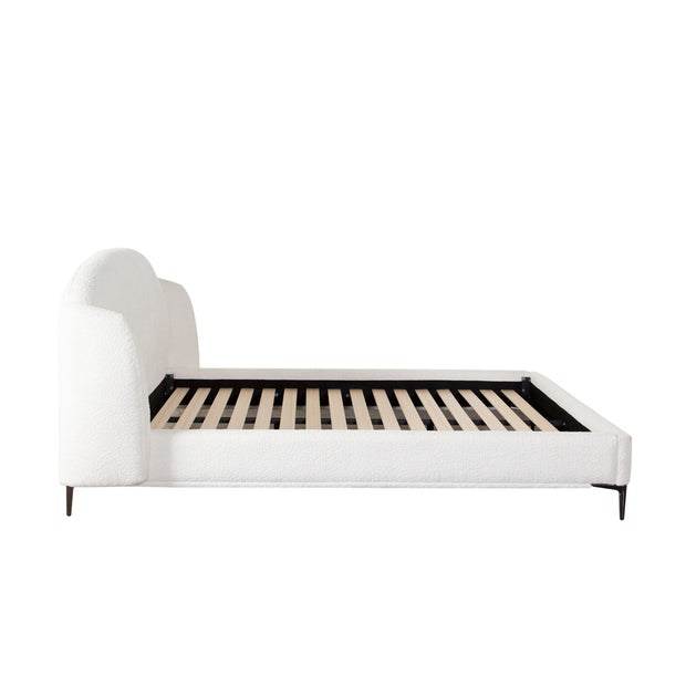White Bouclé Fabric Bedframe
