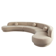 3 Piece Beige Velvet Sectional