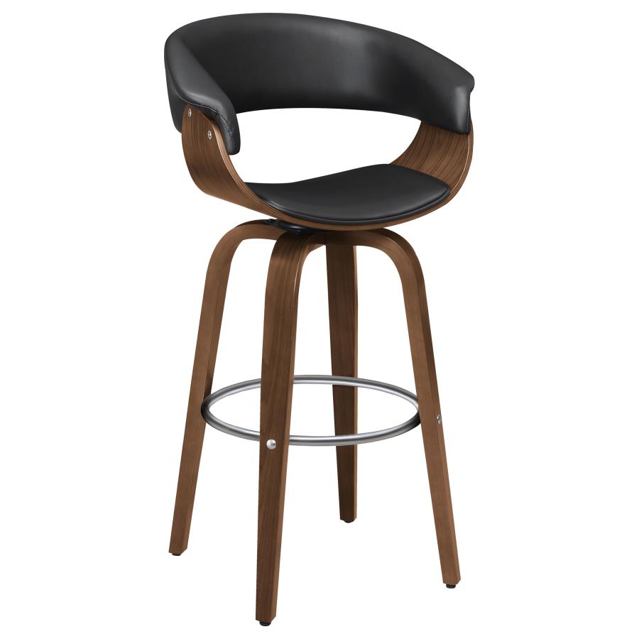 Faux Leather Mid-Century Inspired Swivel Bar Stool