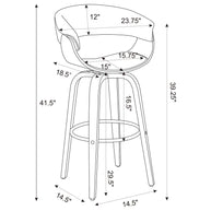 Faux Leather Mid-Century Inspired Swivel Bar Stool