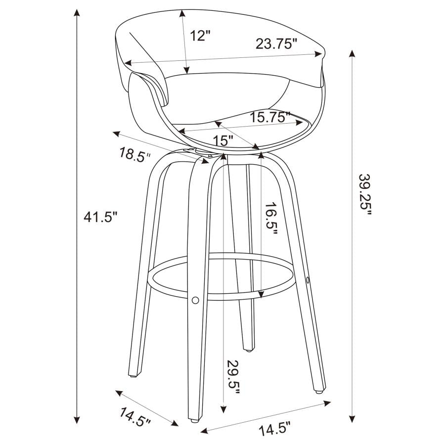 Faux Leather Mid-Century Inspired Swivel Bar Stool