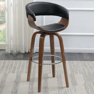 Faux Leather Mid-Century Inspired Swivel Bar Stool