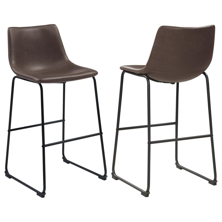 Two-Tone Armless Brown Leatherette Stool Set