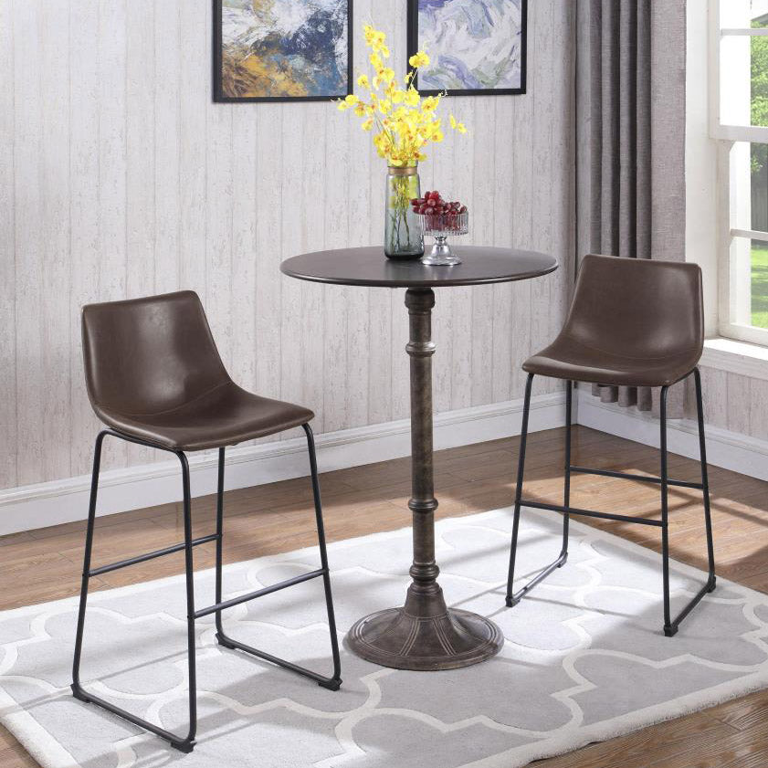 Two-Tone Armless Brown Leatherette Stool Set
