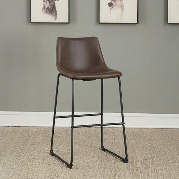 Two-Tone Armless Brown Leatherette Stool Set