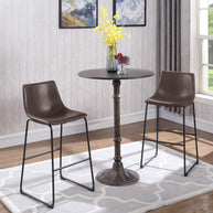 Two-Tone Armless Brown Leatherette Stool Set
