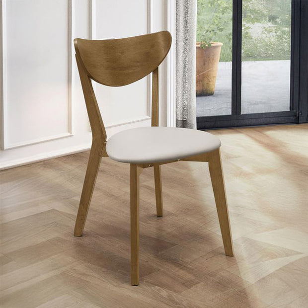 Mid-Century Inspired Chestnut & Beige Dining Chair (Set of 2)