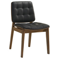 Modern Black Leatherette & Walnut Dining Chair Set